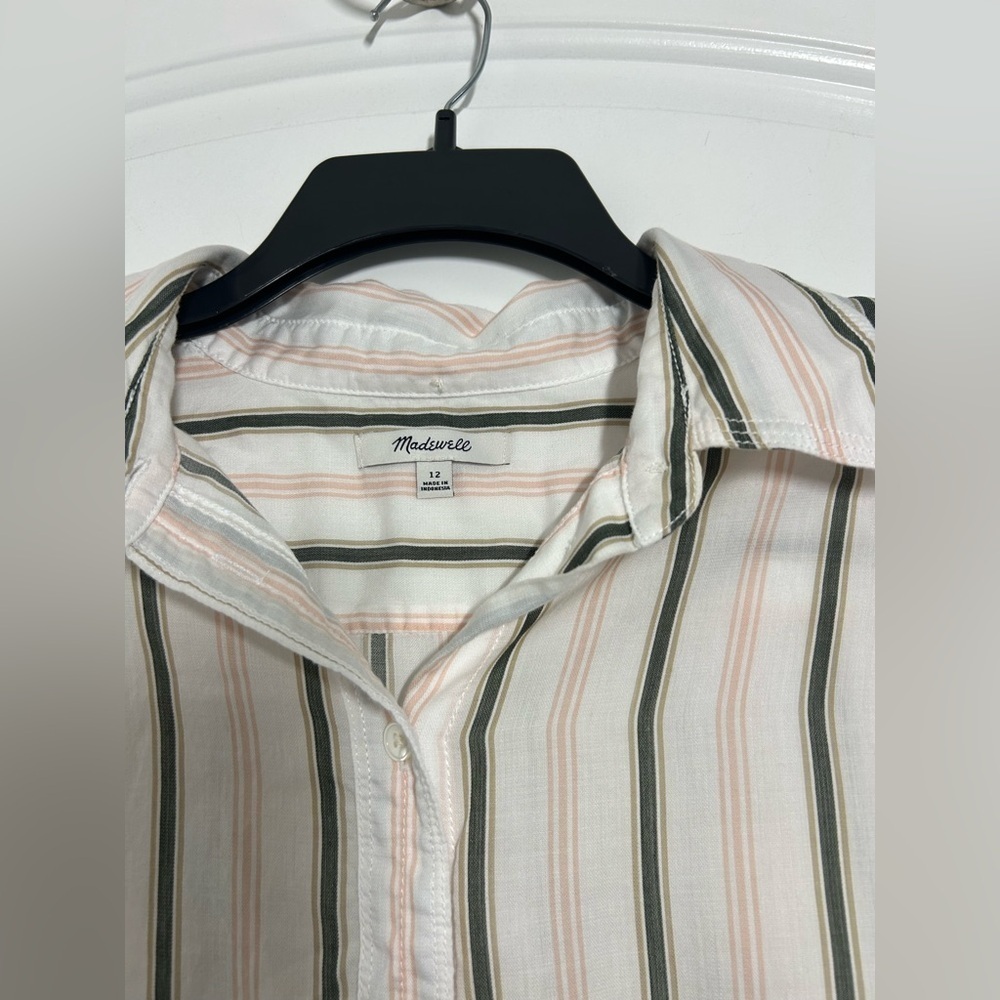 Madewell Women’s Signature Striped Oversize Button-Up Shirt size 12 boho preppy - Picture 9 of 15